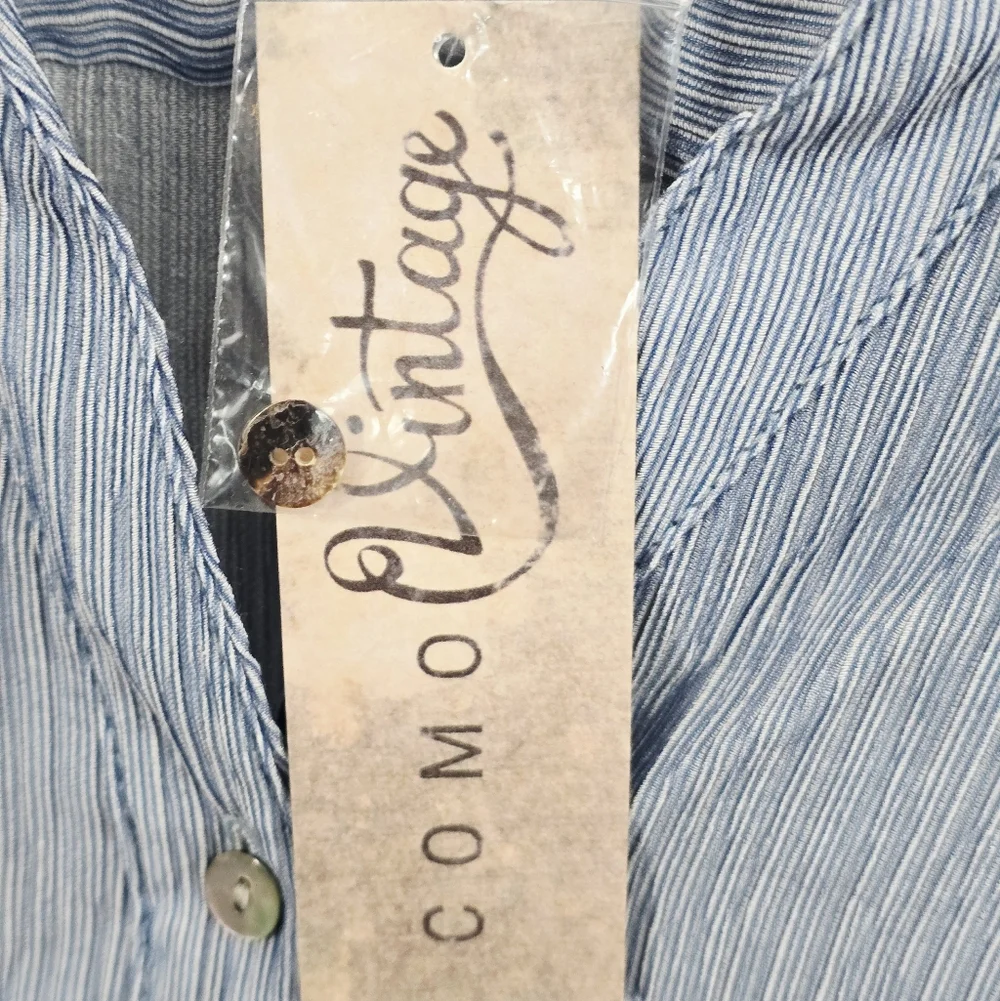 NWT Como Vintage Striped Blue Button-Down Shirt - Picture 8 of 8